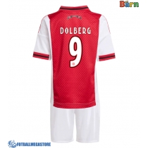 Fotballdrakt Barn Ajax Kasper Dolberg #9 Hjemmedraktsett 2025-26 Kortermet (+ Korte bukser)